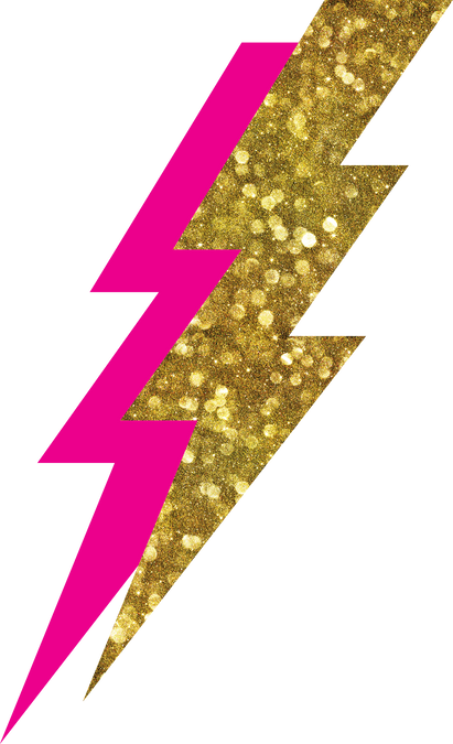 Double Lightening Bolt - Pink Gold Glitter